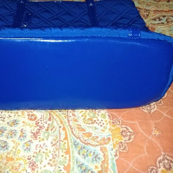 Vera Bradley Microfiber Purse Cobalt Blue Tote - Picture 6 of 10